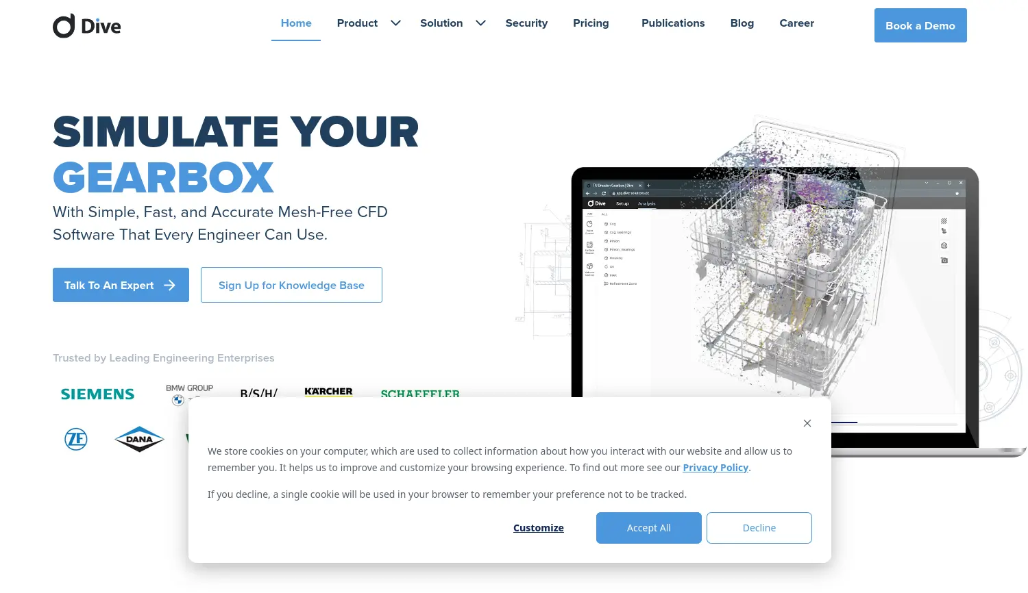 Website der Firma dive solutions GmbH