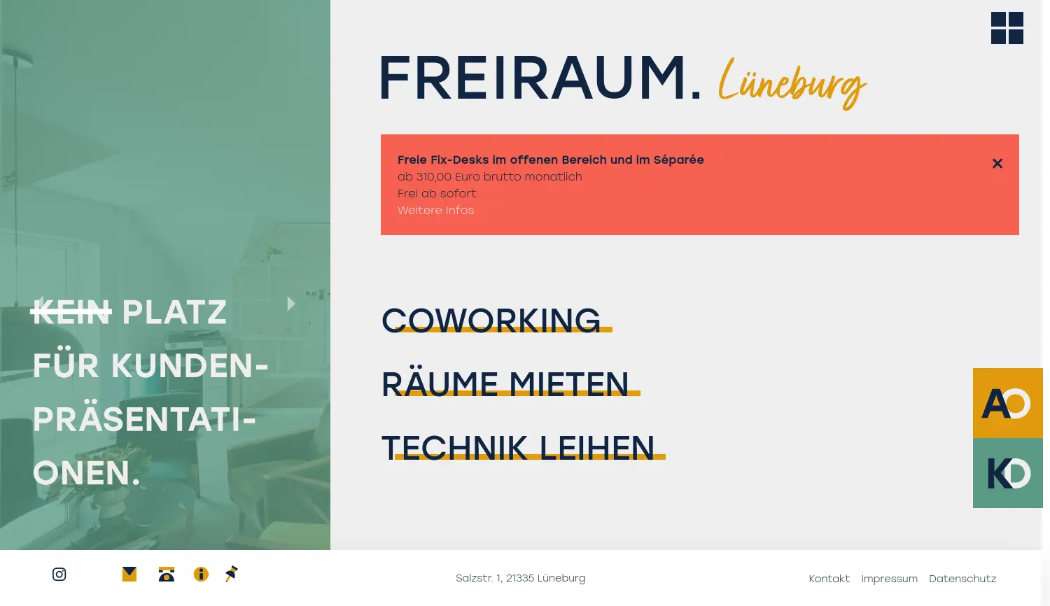 Website der Firma FREIRAUM LÜNEBURG UG (haftungsbeschränkt)