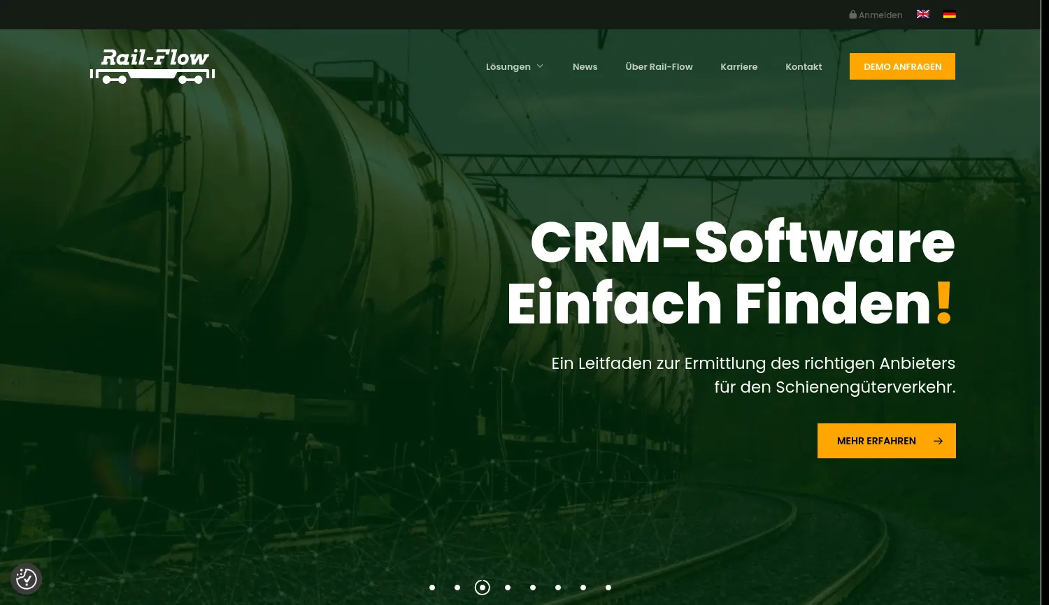 Website der Firma Rail-Flow GmbH