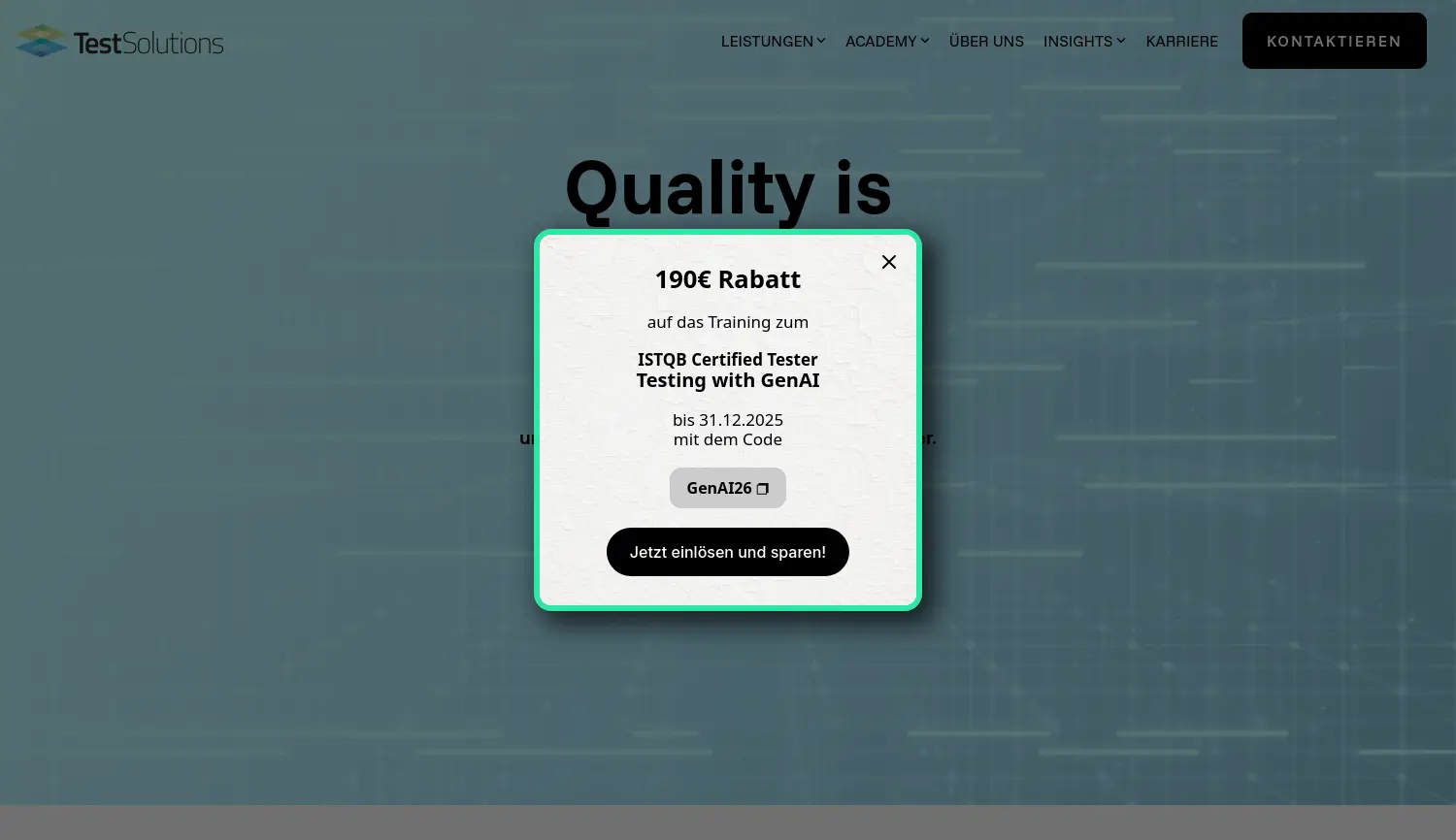 Website der Firma TestSolutions GmbH