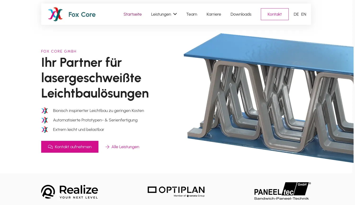 Website der Firma Fox Core GmbH