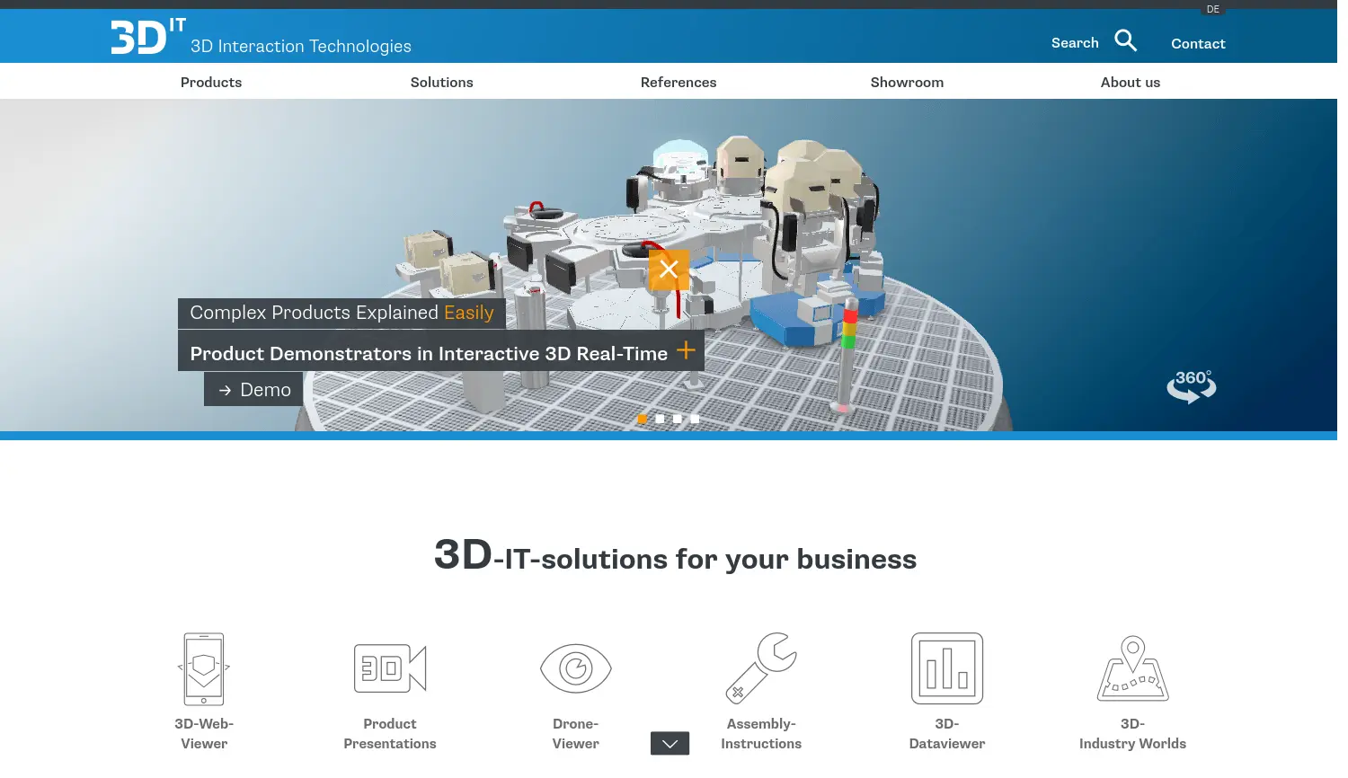 Website der Firma 3D Interaction Technologies GmbH