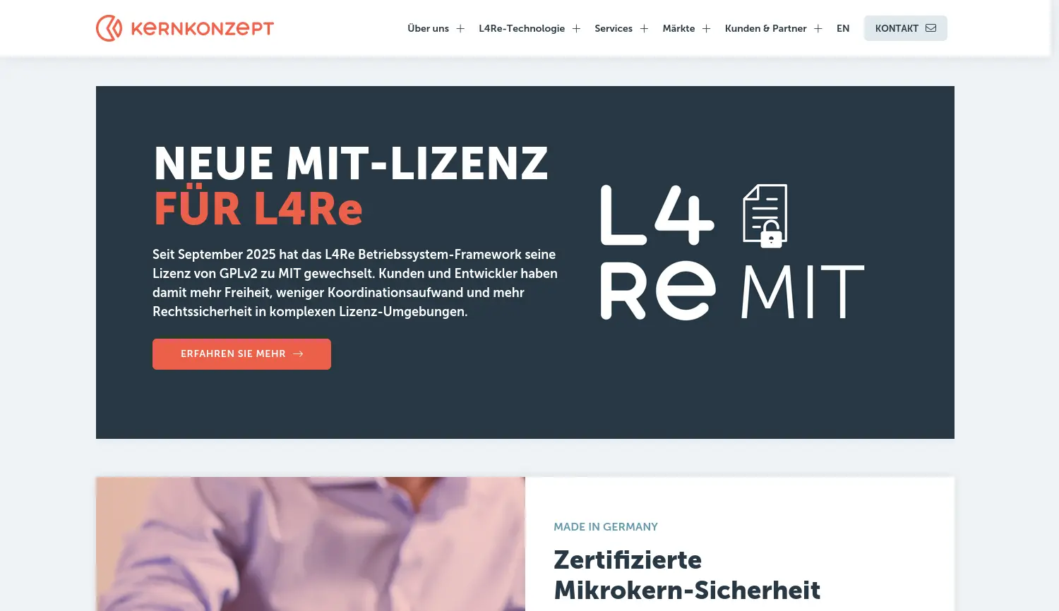 Website der Firma Kernkonzept GmbH
