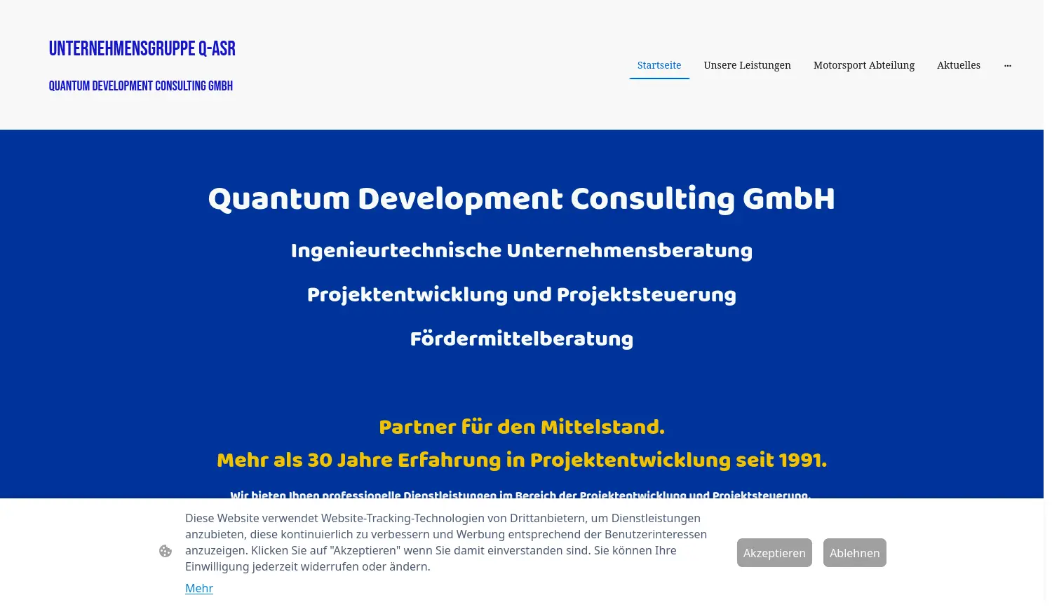 Website der Firma Quantum Development Consulting GmbH