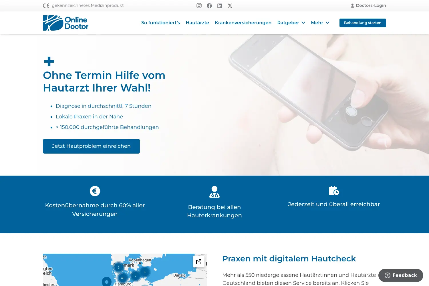 Website der Firma OnlineDoctor 24 GmbH