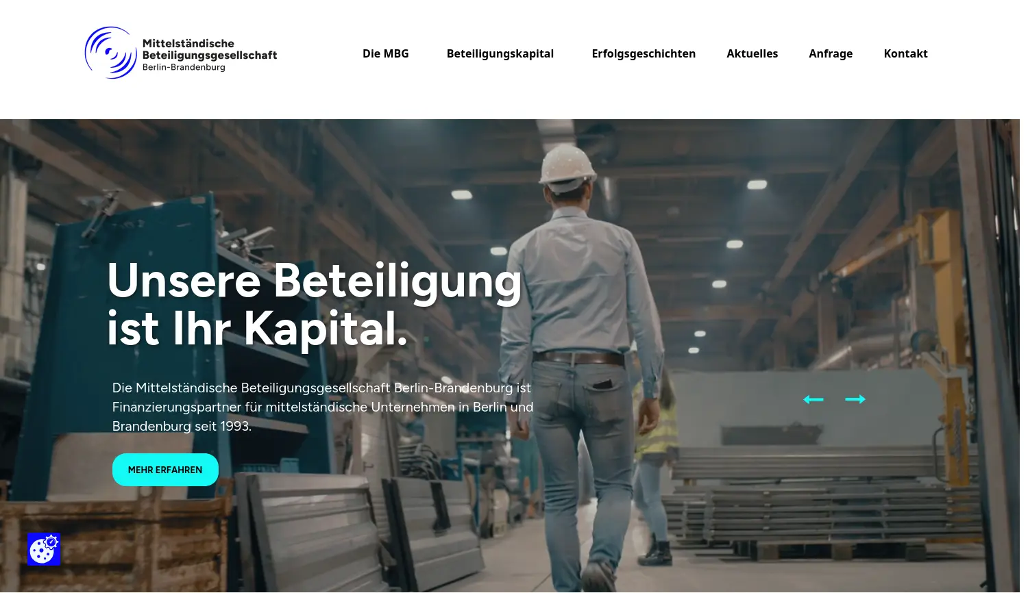 Website der Firma Mittelständische Beteiligungsgesellschaft Berlin-Brandenburg