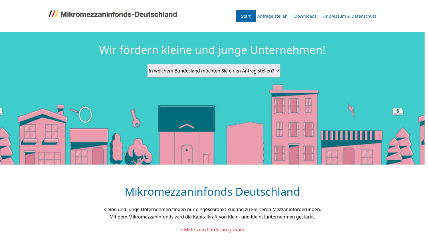 Website der Firma Mikromezzaninfonds Deutschland