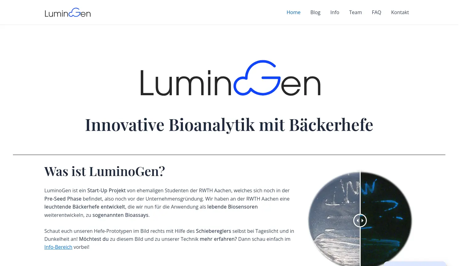 Website der Firma LuminoGen
