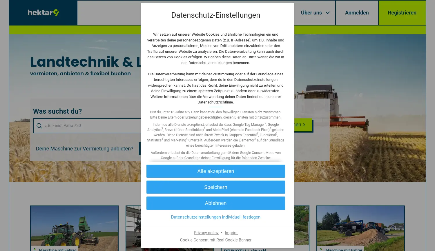 Website der Firma Agreenery GmbH