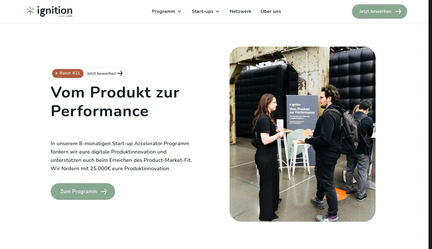 Website der Firma Digital Innovation Hub Düsseldorf/Rheinland GmbH