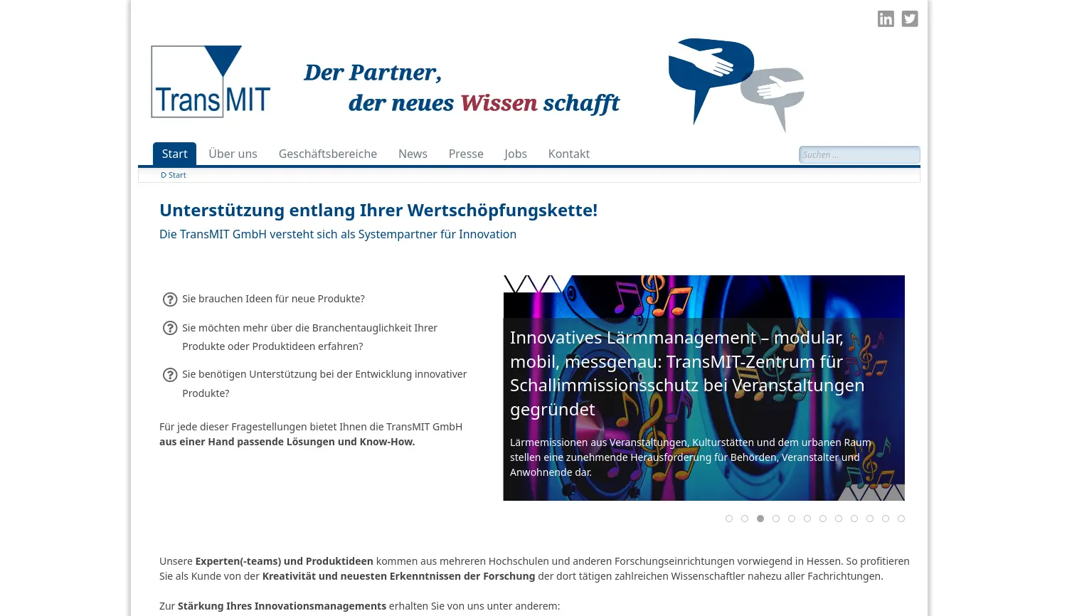 Website der Firma TransMIT GmbH