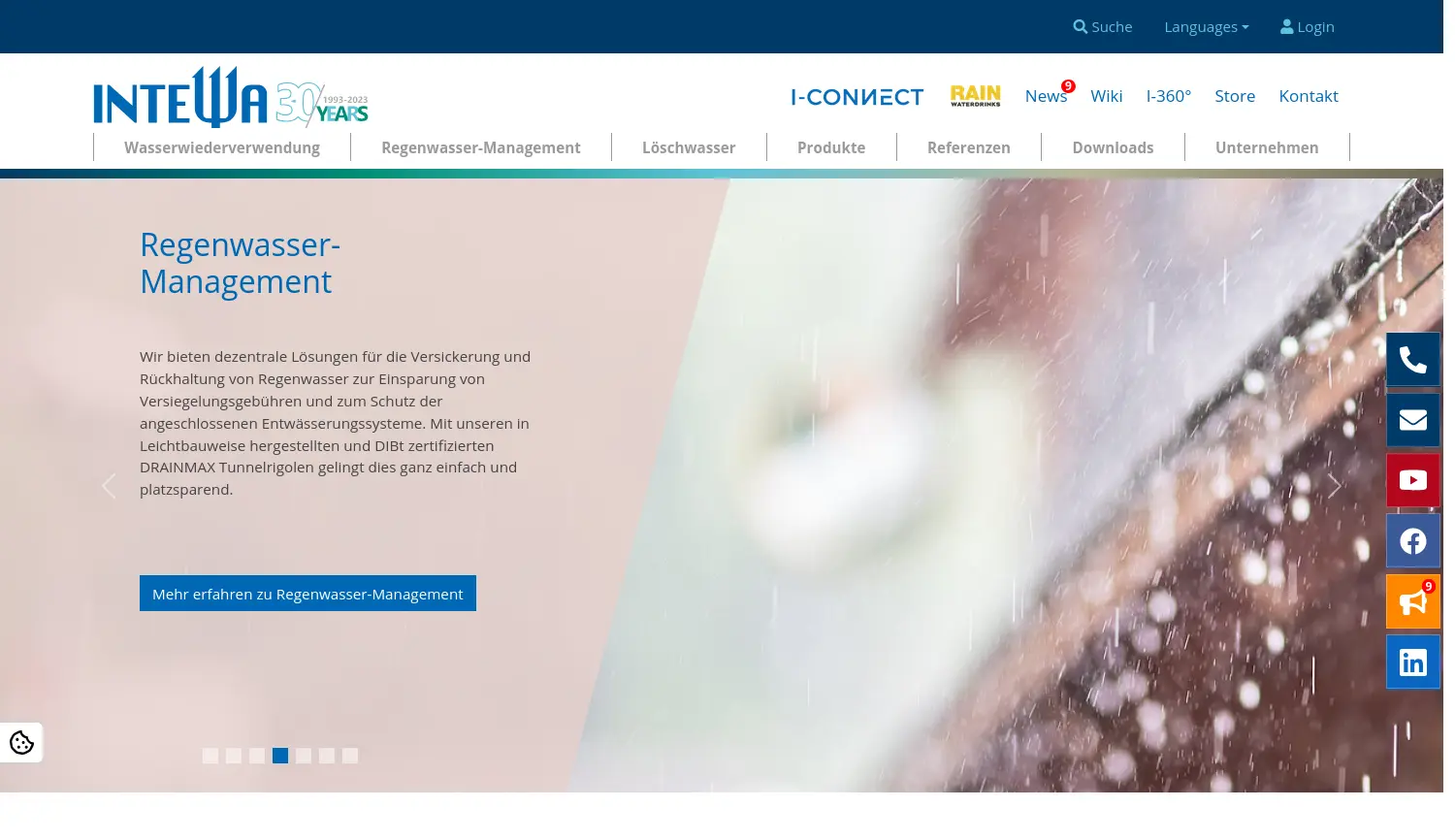 Website der Firma INTEWA Ingenieur Gesellschaft für Energie und Wassertechnik mbH