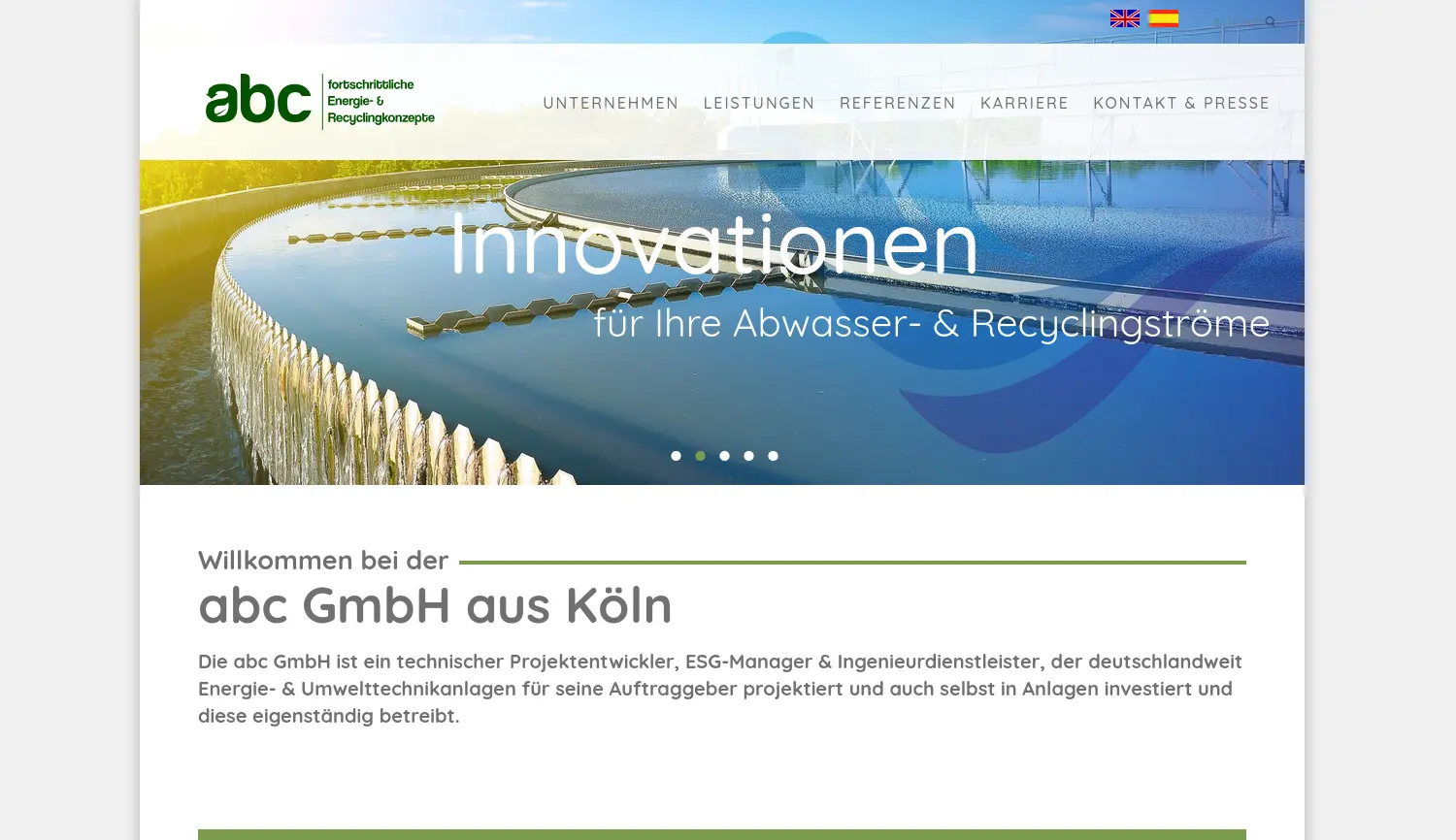 Website der Firma abc advanced biomass concepts GmbH