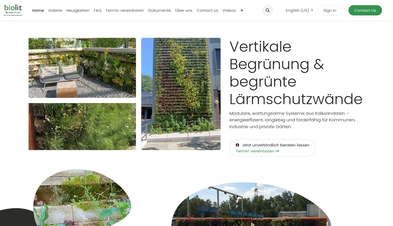 Website der Firma Biolit Green Systems GmbH