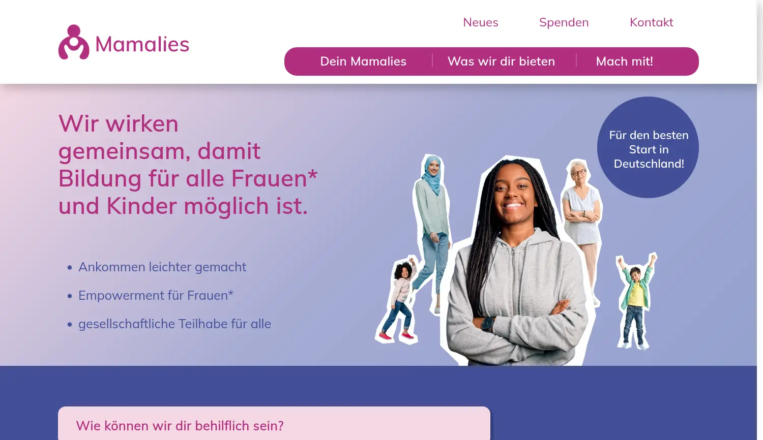 Website der Firma Mamalies gGmbH