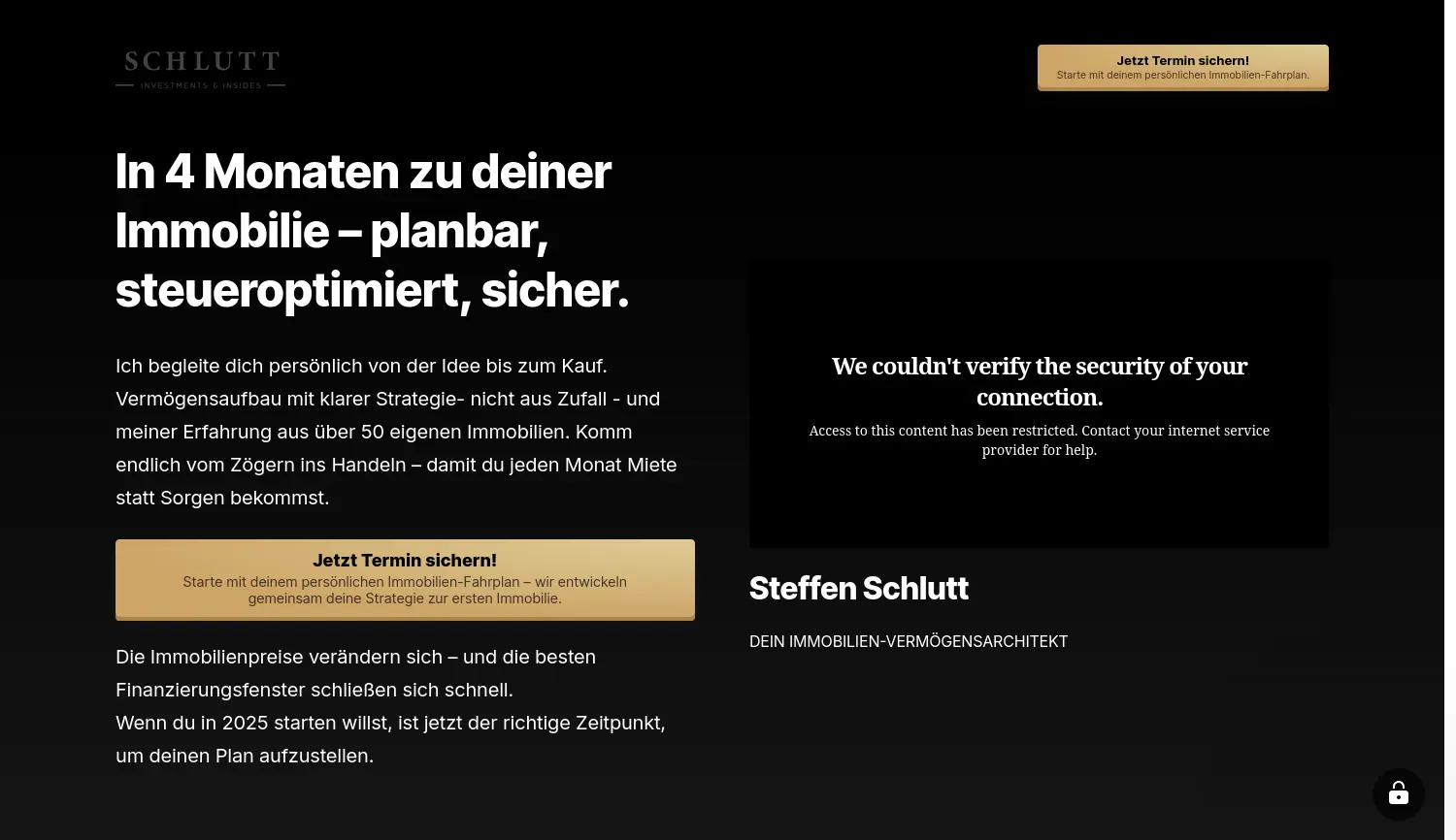 Website der Firma Steffen Schlutt Investment GmbH