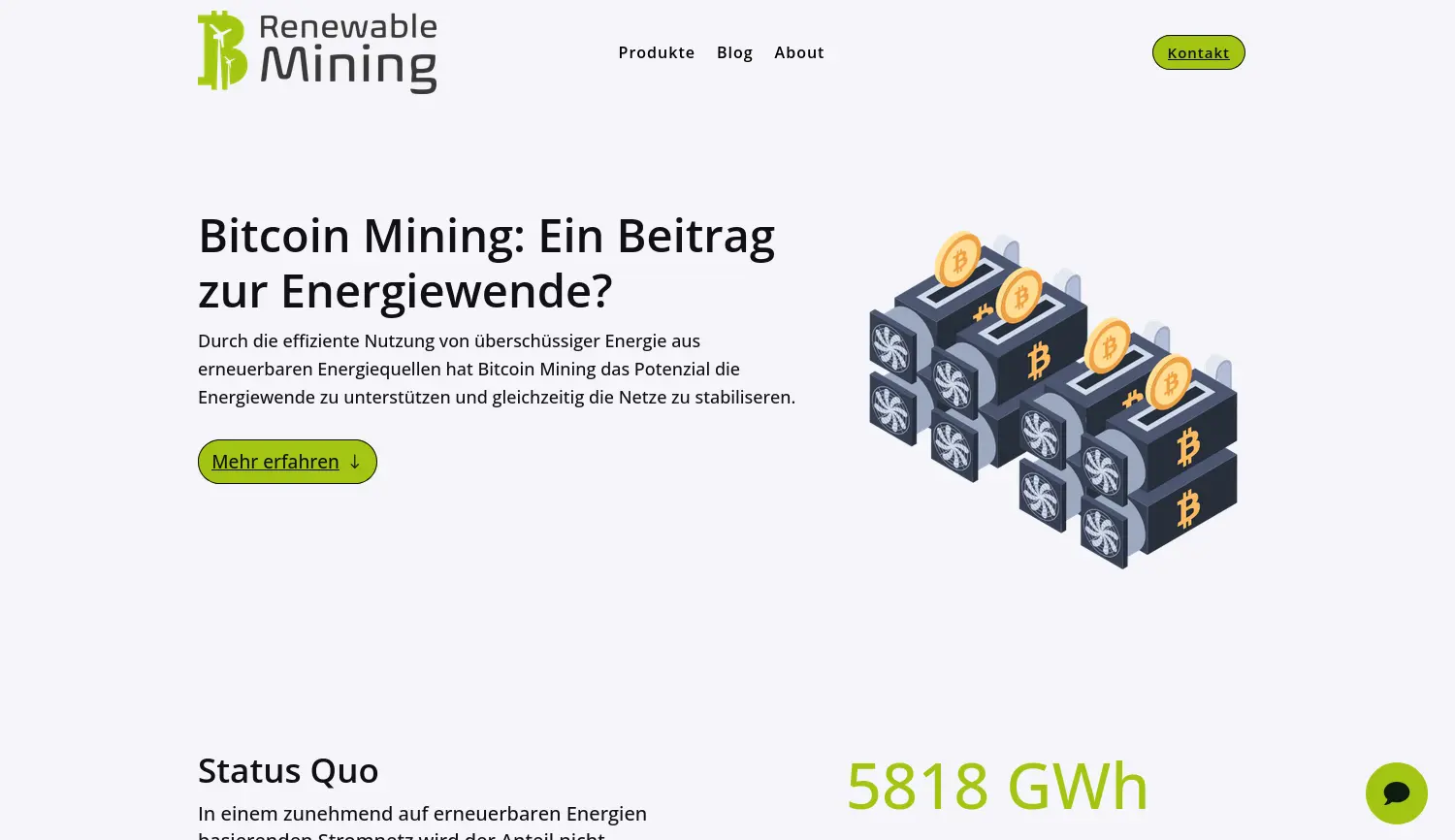 Website der Firma Renewable Mining