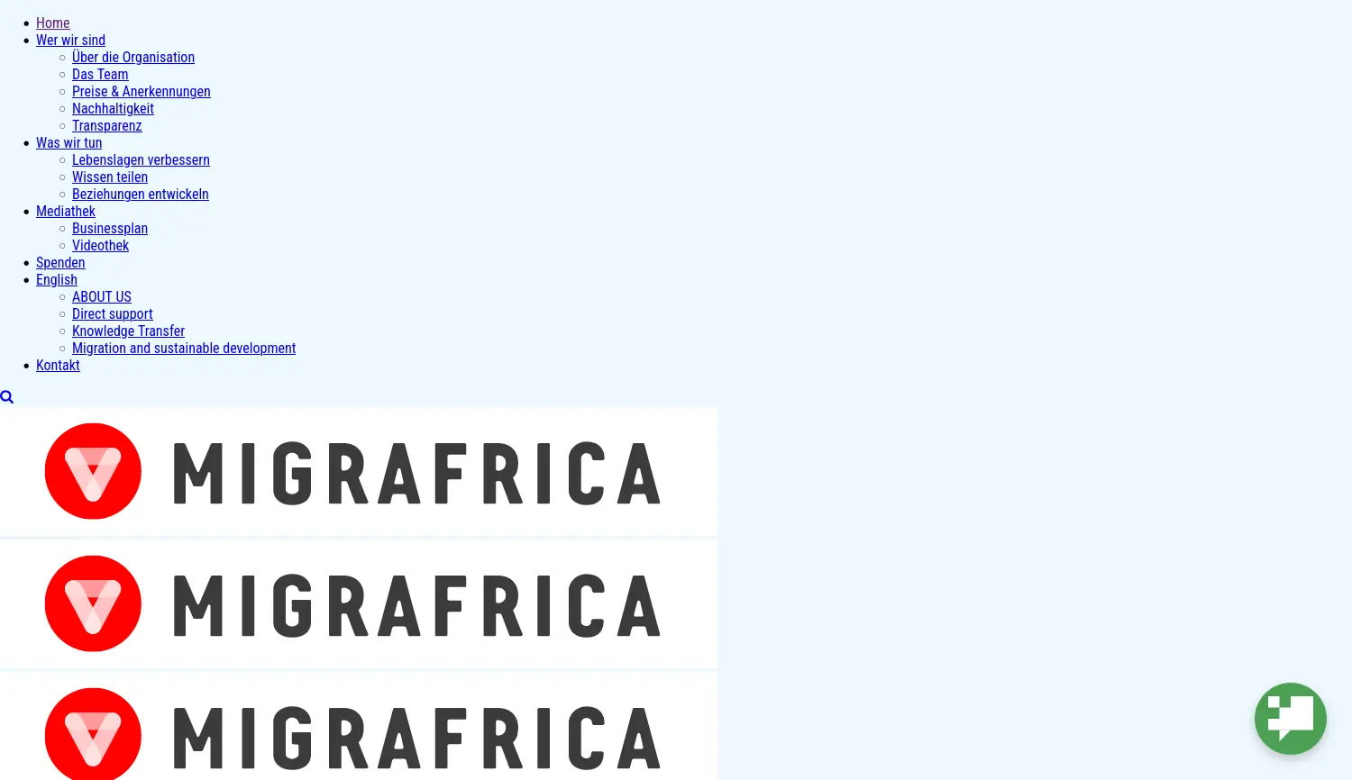 Website der Firma Migrafrica gGmbH