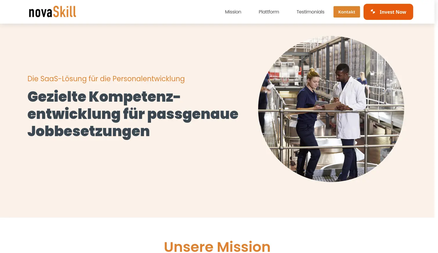 Website der Firma novaSkill GmbH