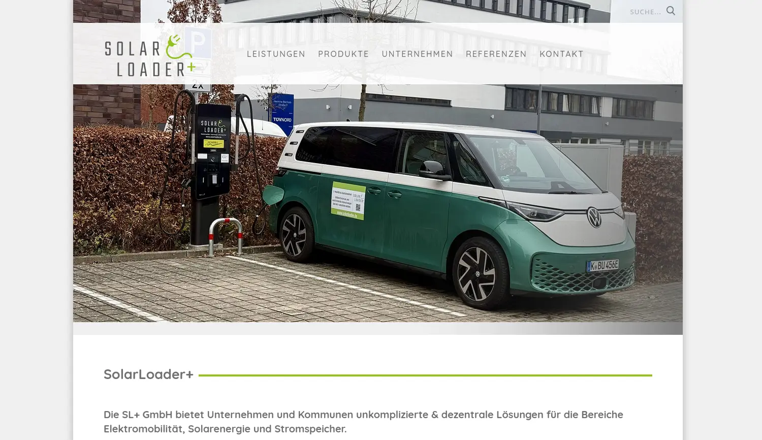Website der Firma SolarLoader+ GmbH