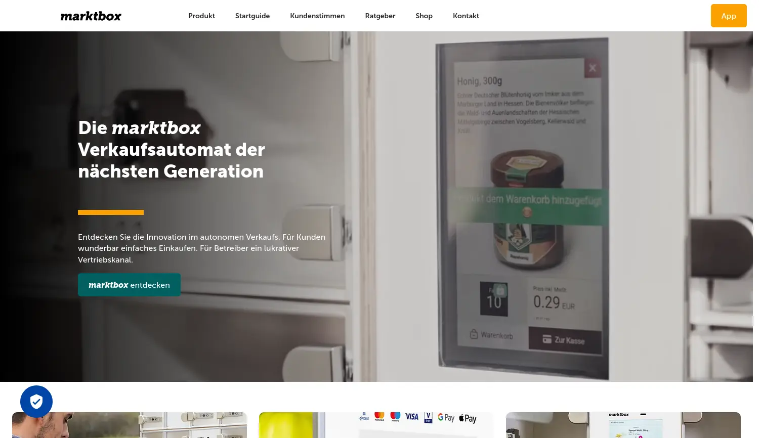 Website der Firma marktbox GmbH