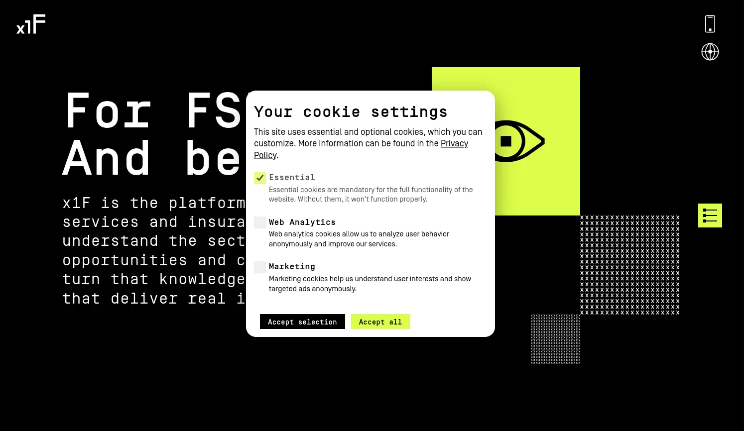 Website der Firma x1F GmbH