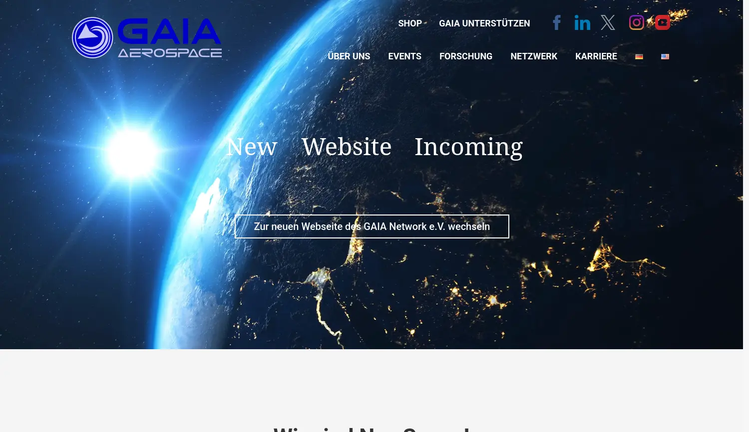 Website der Firma GAIA Aerospace GmbH