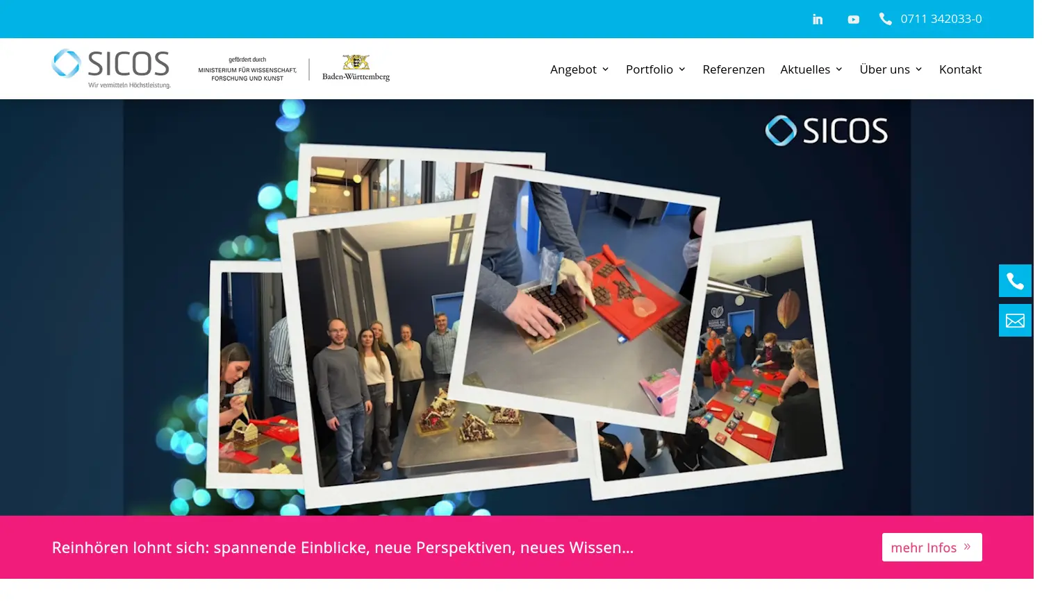 Website der Firma SICOS BW GmbH