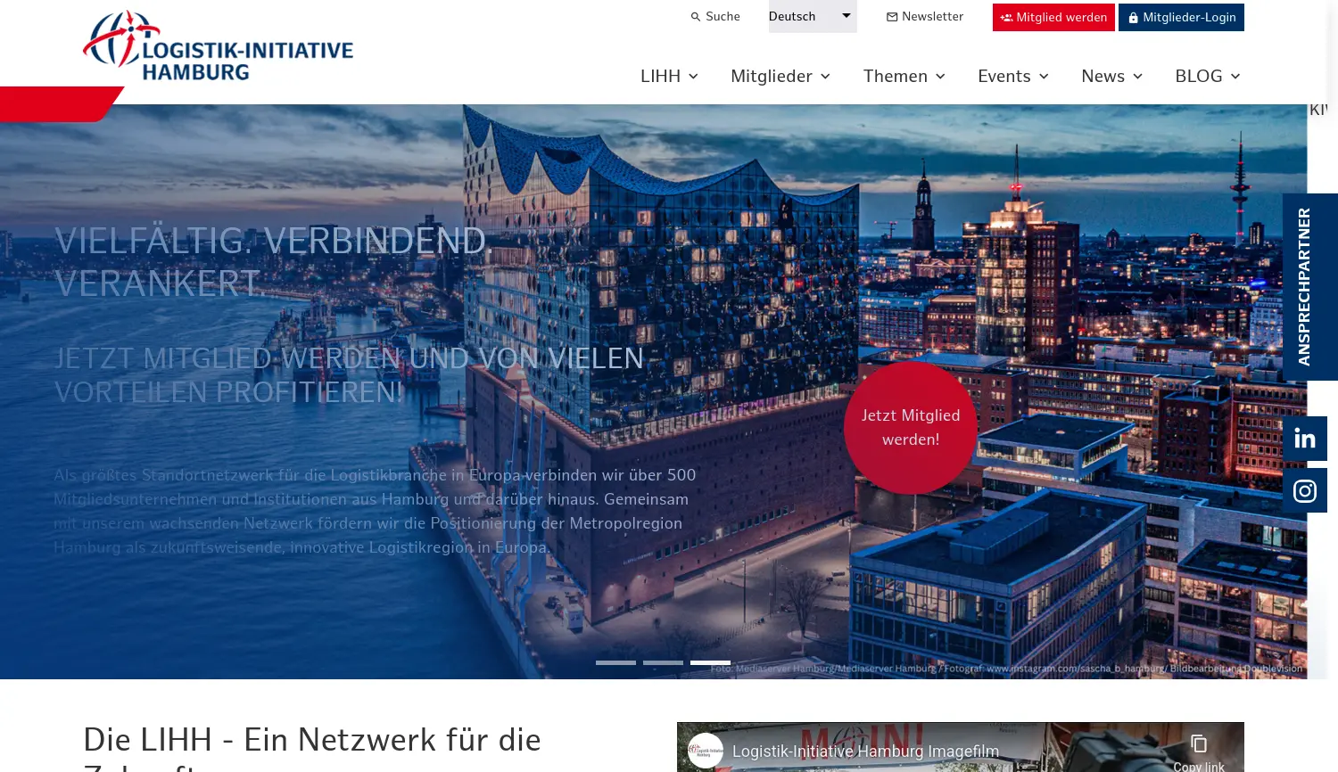 Website der Firma Logistik-Initiative Hamburg Management GmbH