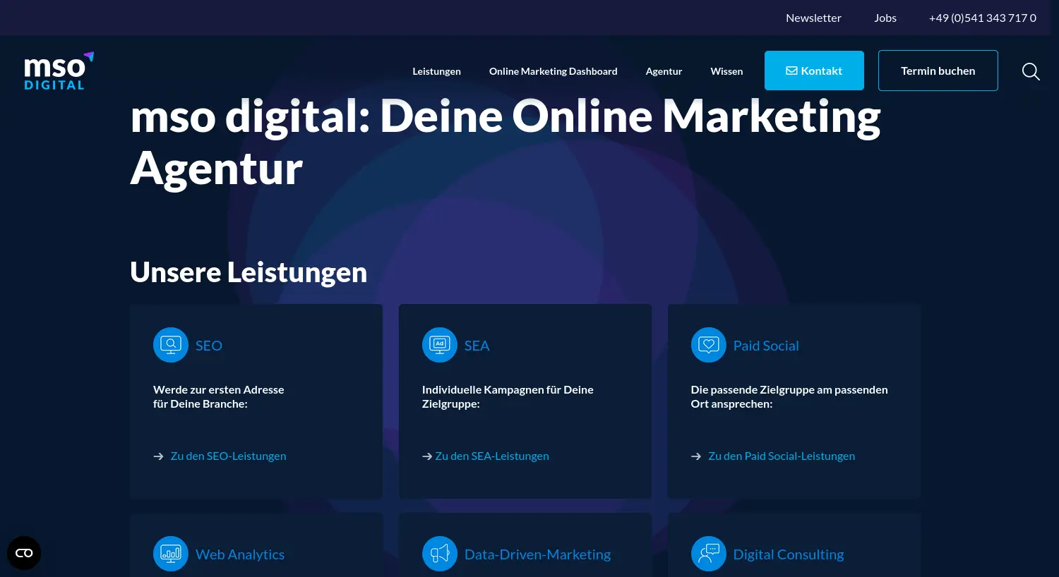 Website der Firma mso digital GmbH & Co. KG
