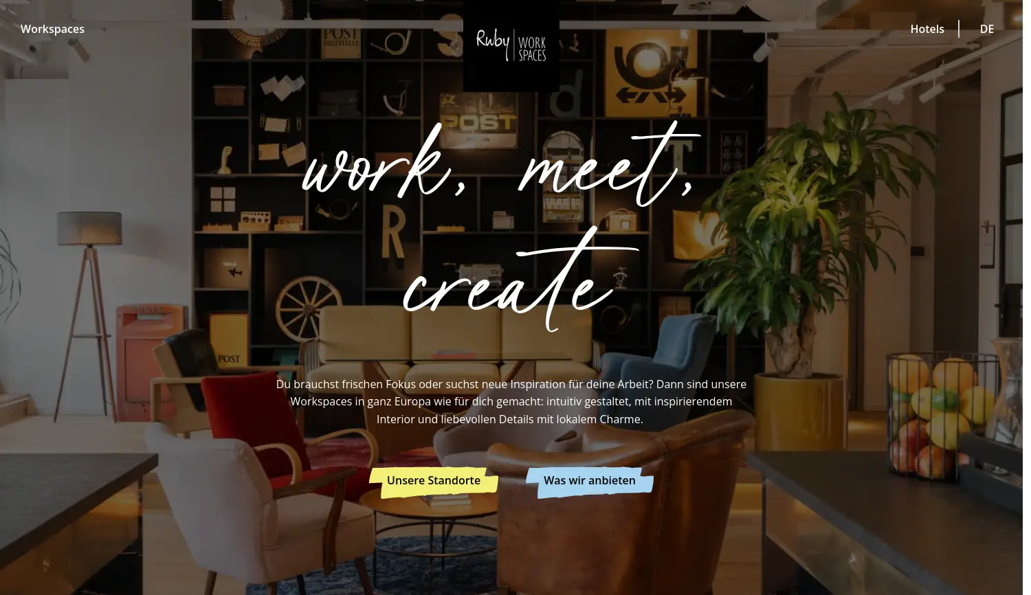 Website der Firma Ruby Workspaces