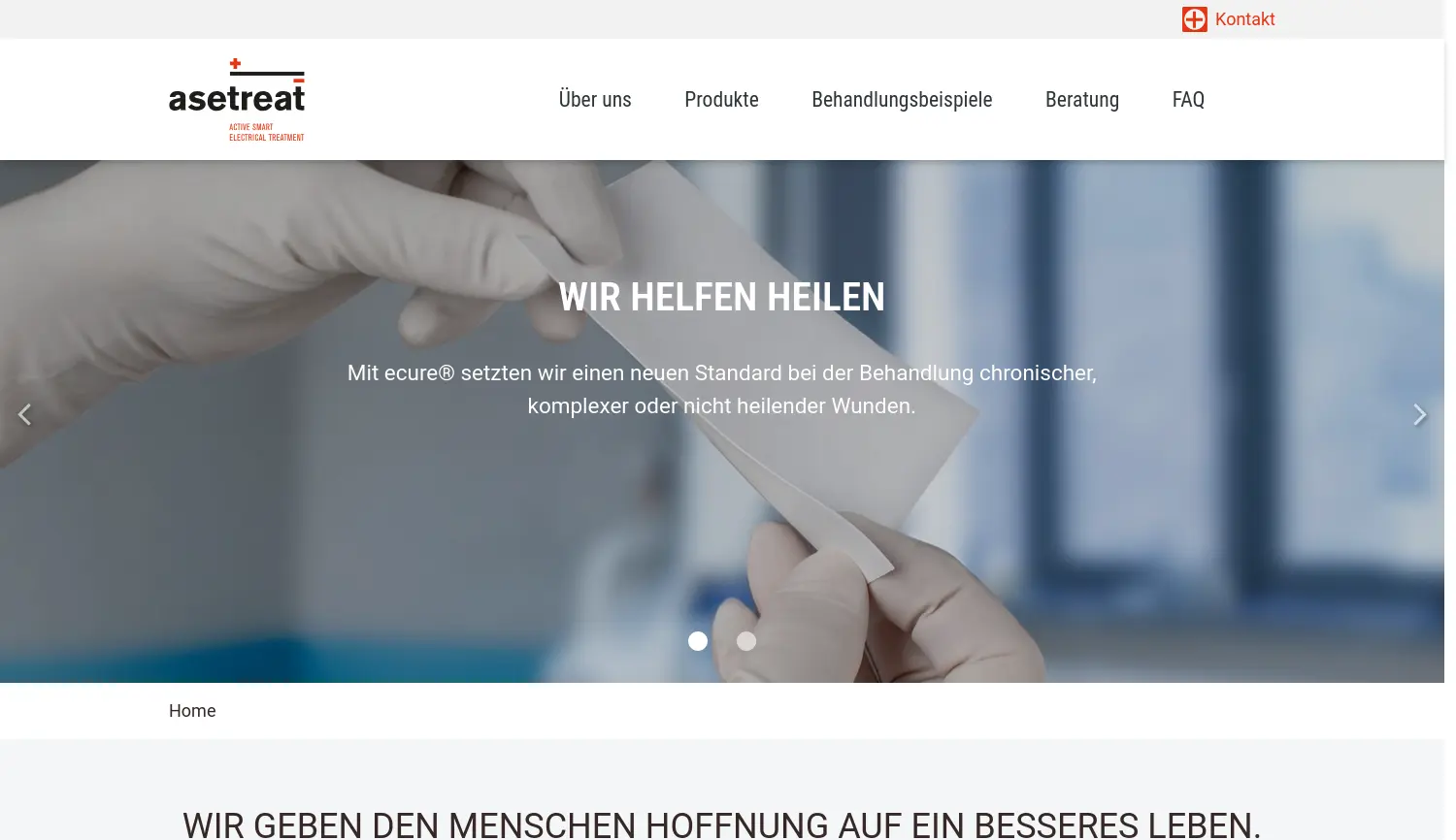 Website der Firma asetreat GmbH & Co. KG