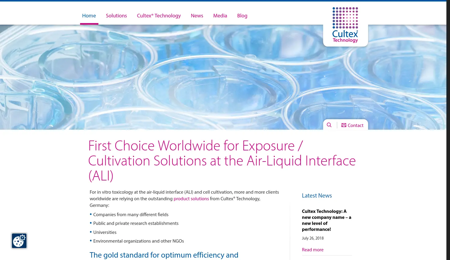 Website der Firma Cultex® Technology GmbH