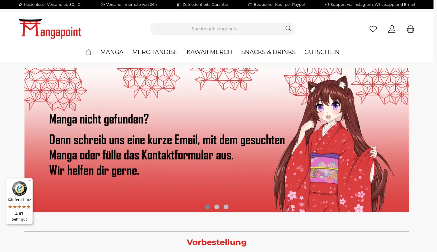 Website der Firma Mangapoint