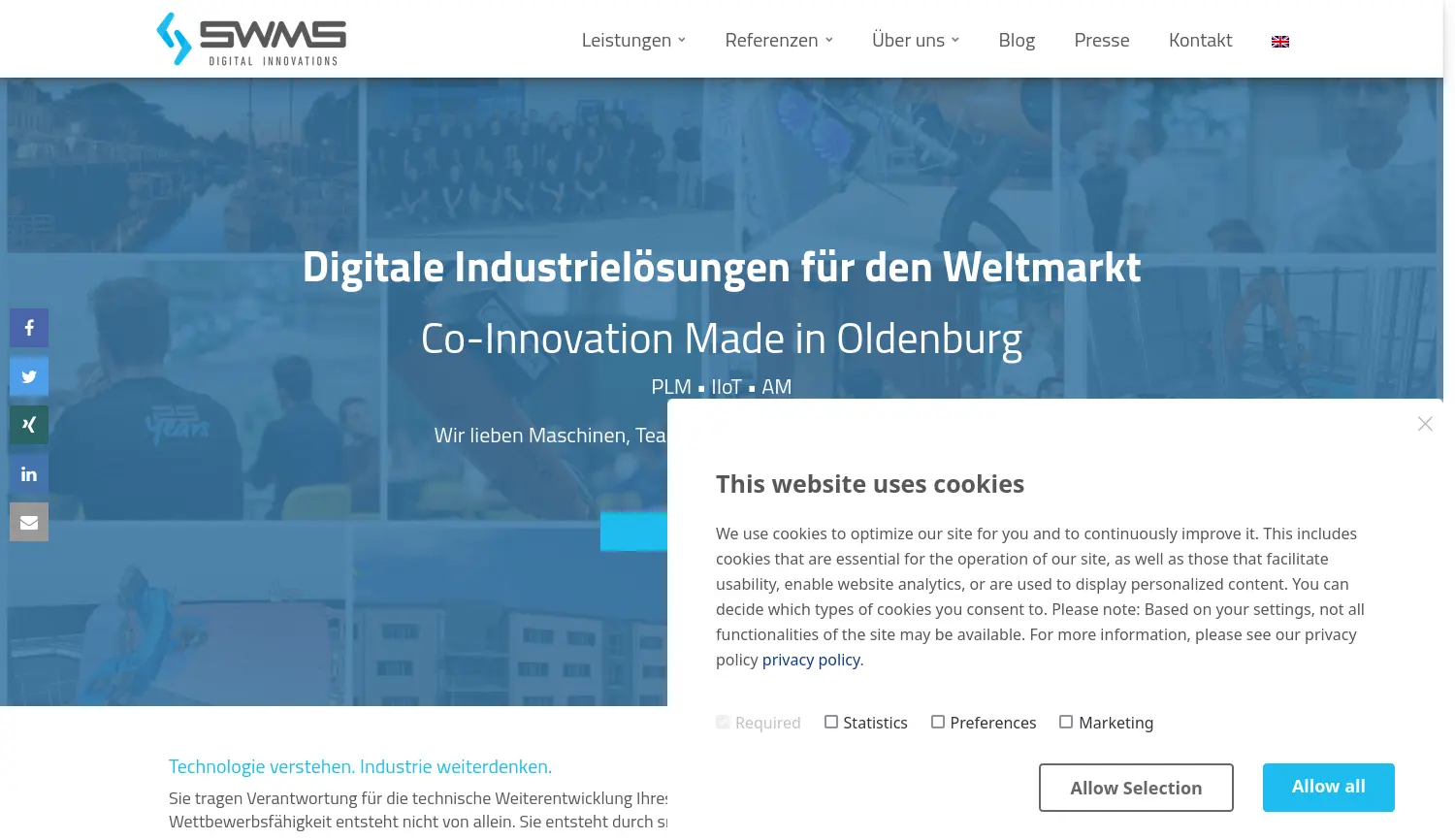 Website der Firma SWMS Systemtechnik Ingenieurgesellschaft mbH