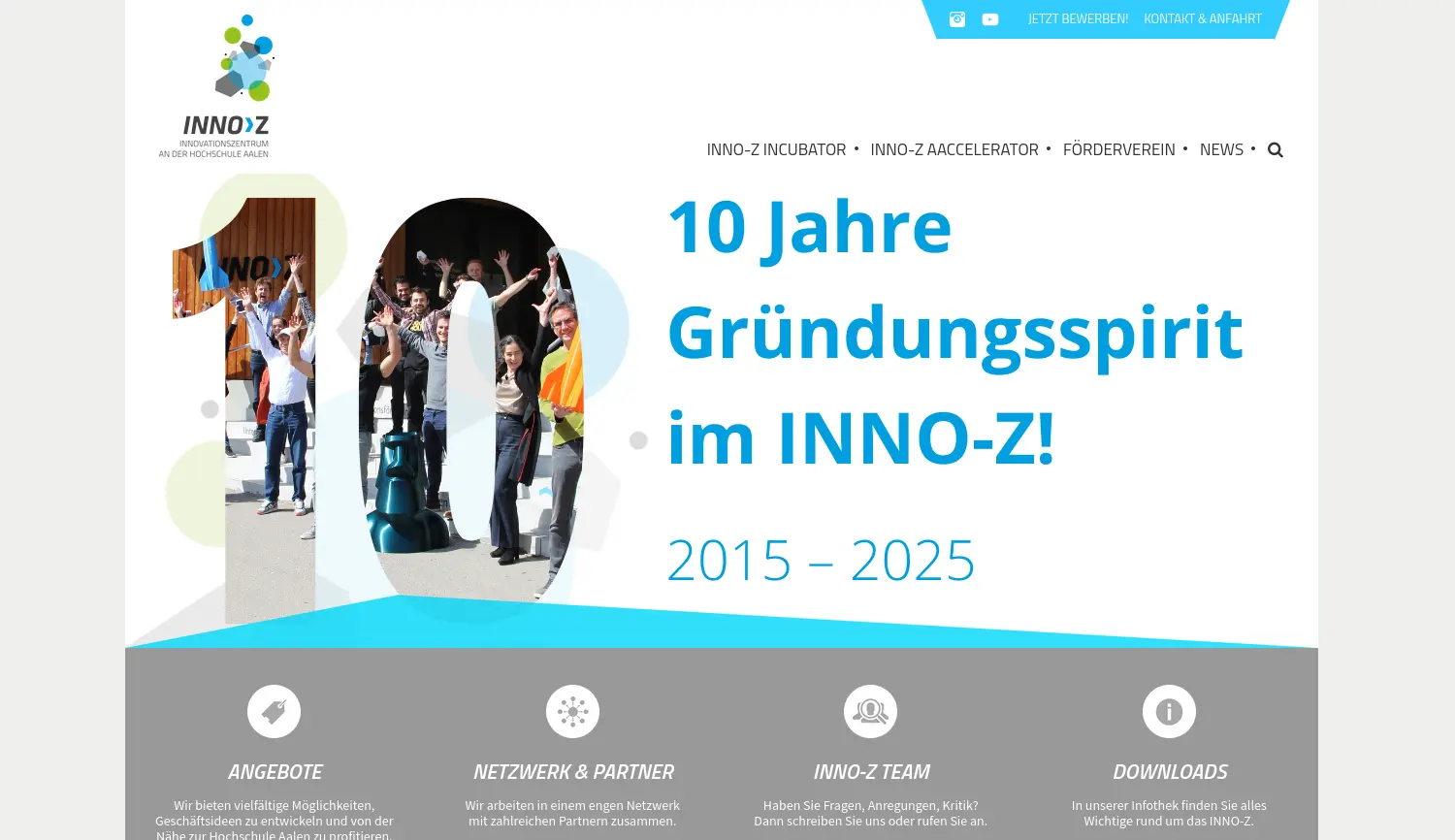 Website der Firma Innovationszentrum an der Hochschule Aalen Betreibergesellschaft mbH