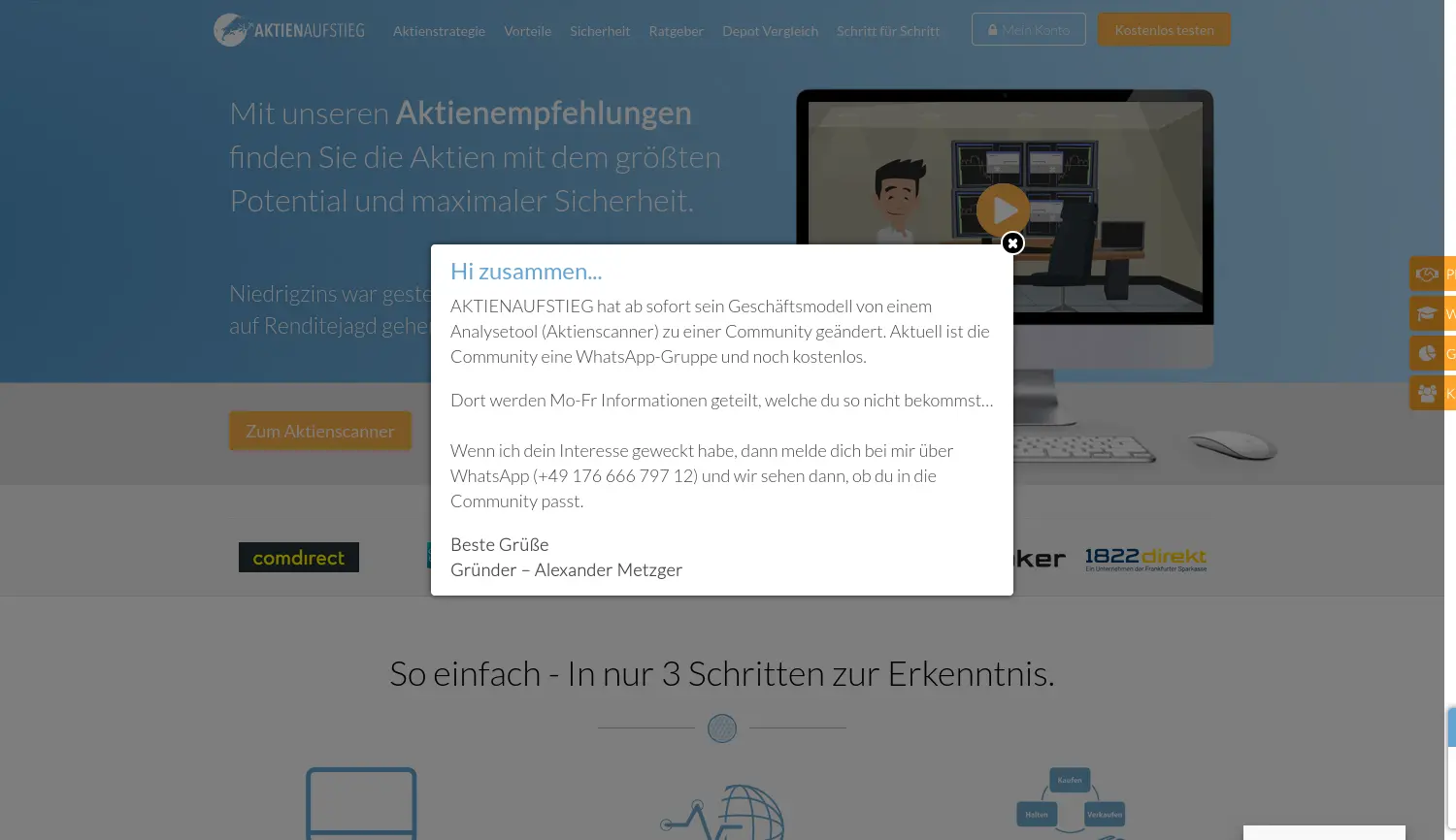 Website der Firma AKTIENAUFSTIEG Gesellschaft mit beschränkter Haftung
