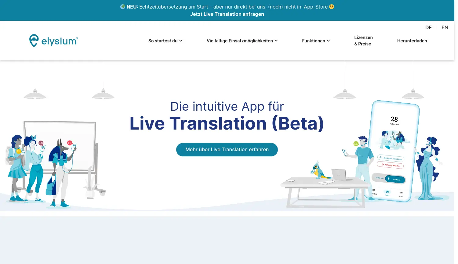 Website der Firma elysium audio solutions GmbH