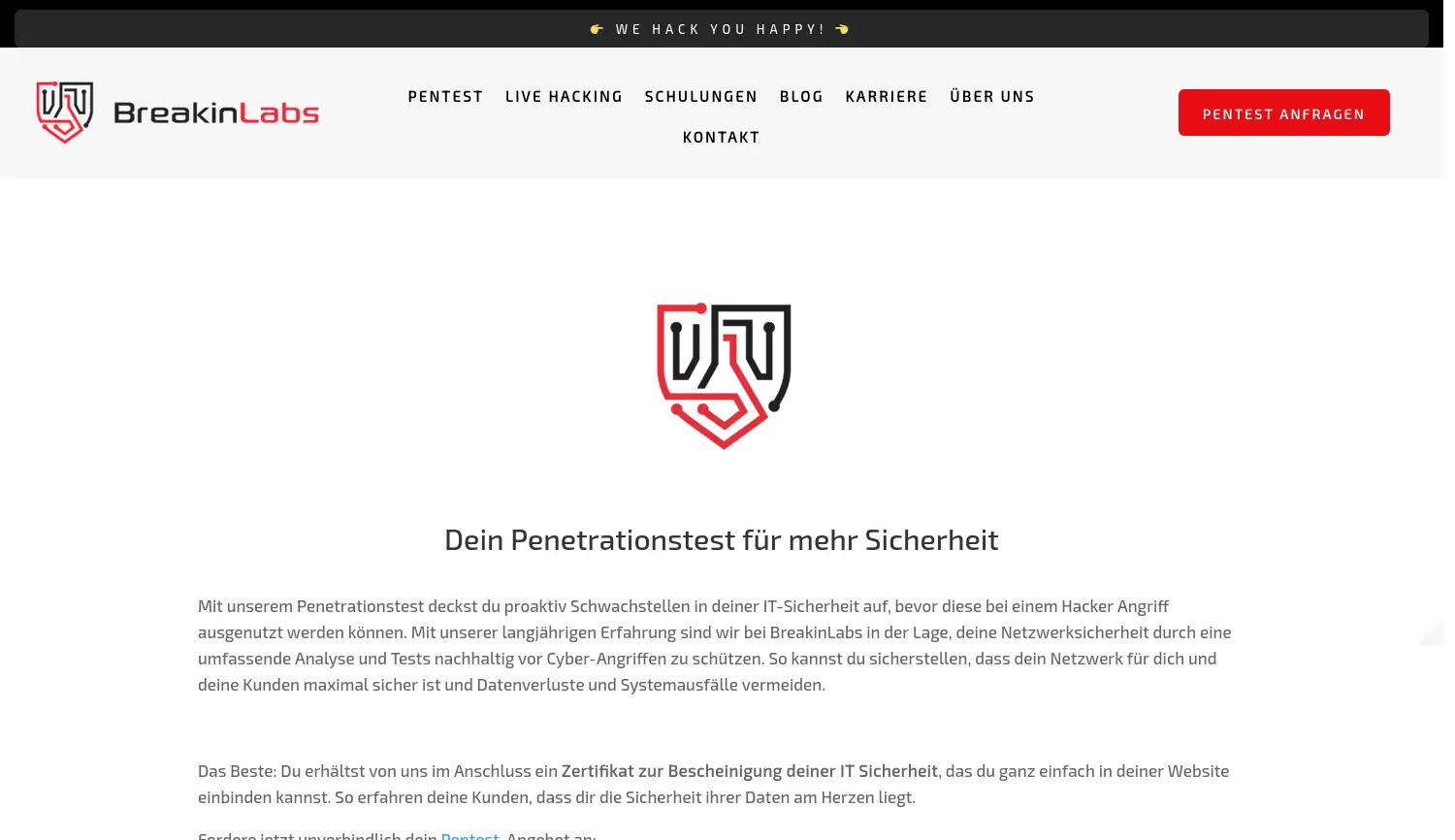 Website der Firma BreakinLabs GmbH
