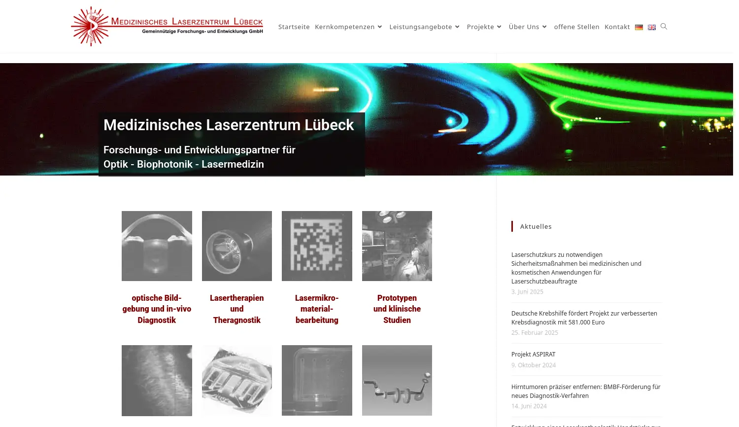 Website der Firma Medizinisches Laserzentrum Lübeck GmbH