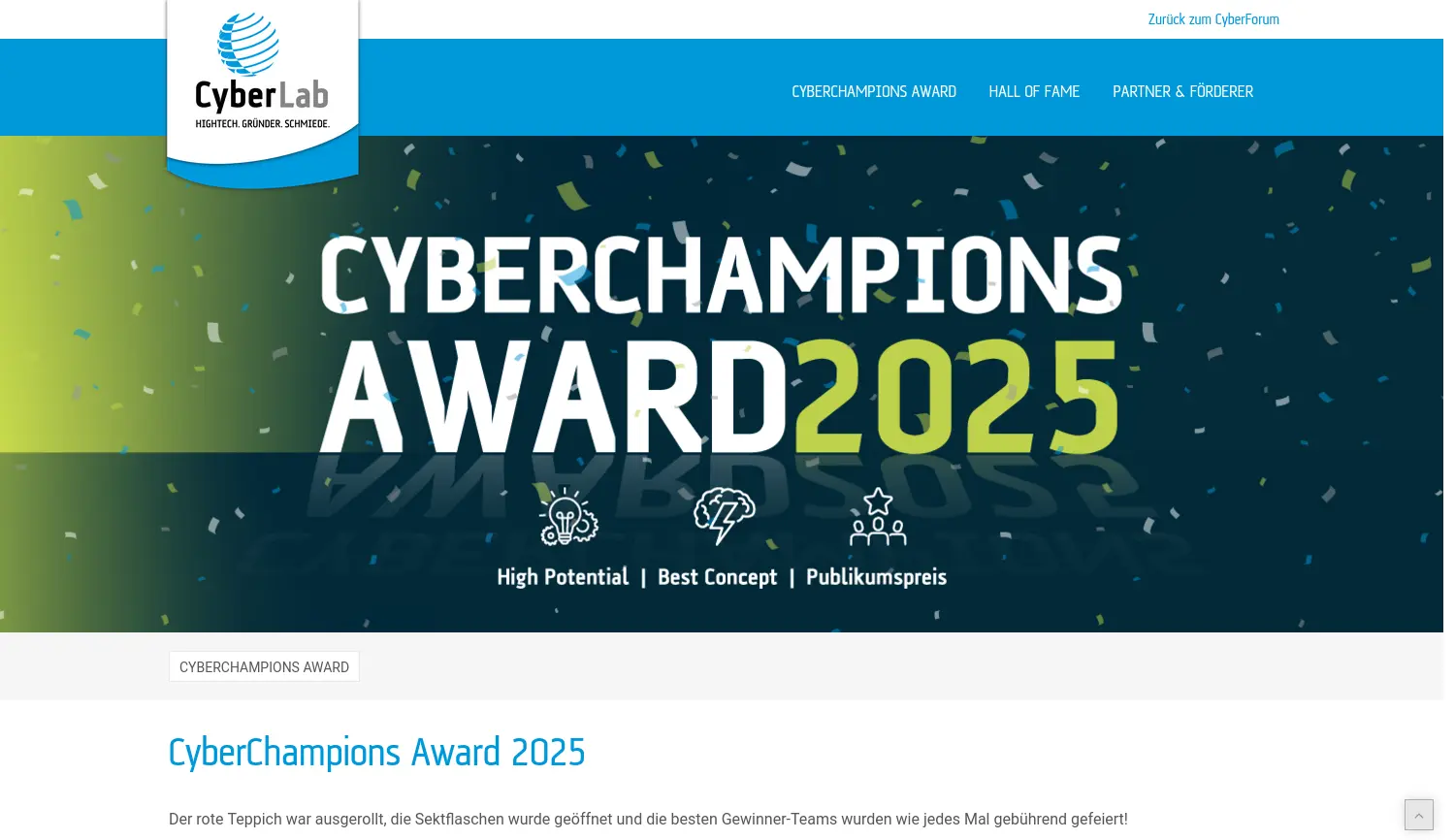 Website der Firma CyberForum e.V.