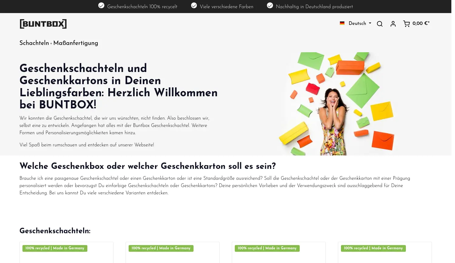Website der Firma Buntbox GmbH