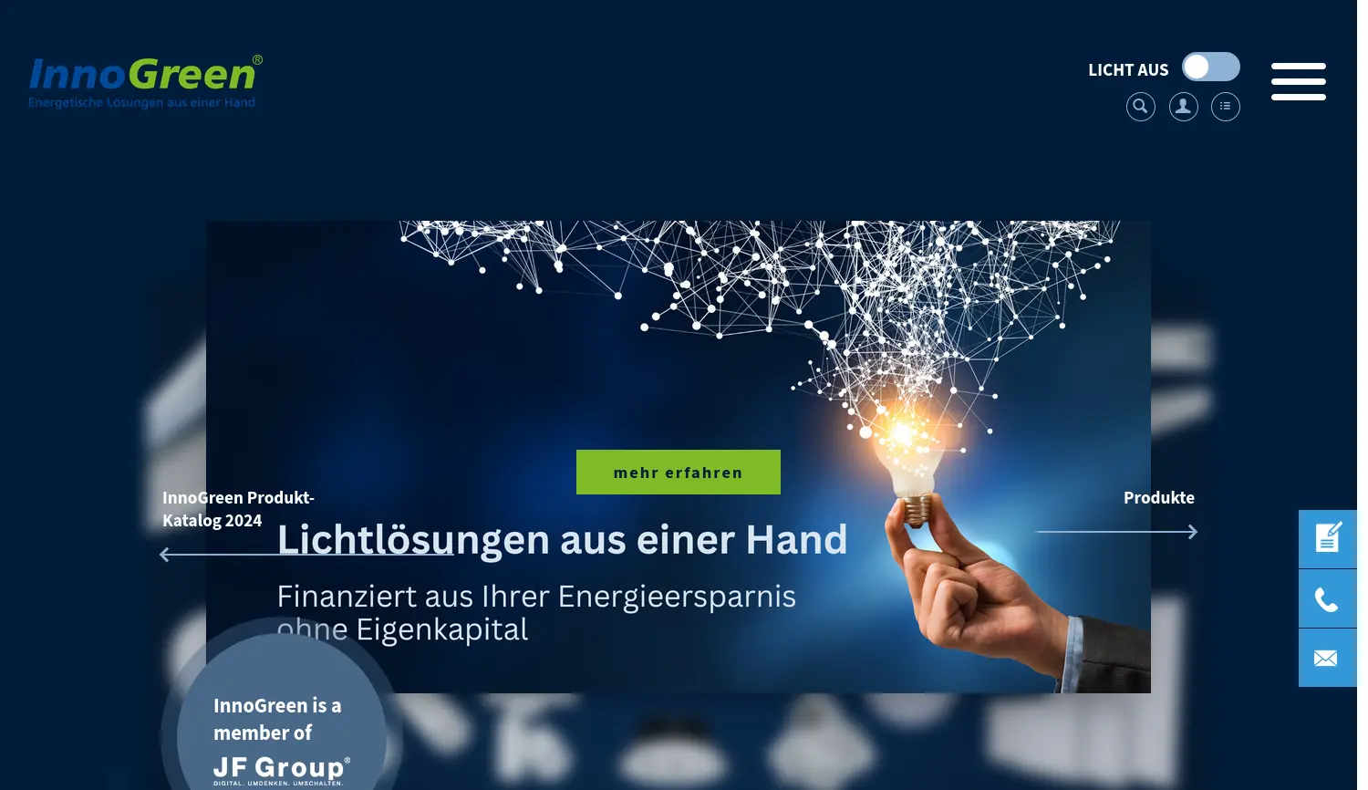 Website der Firma InnoGreen Holding GmbH