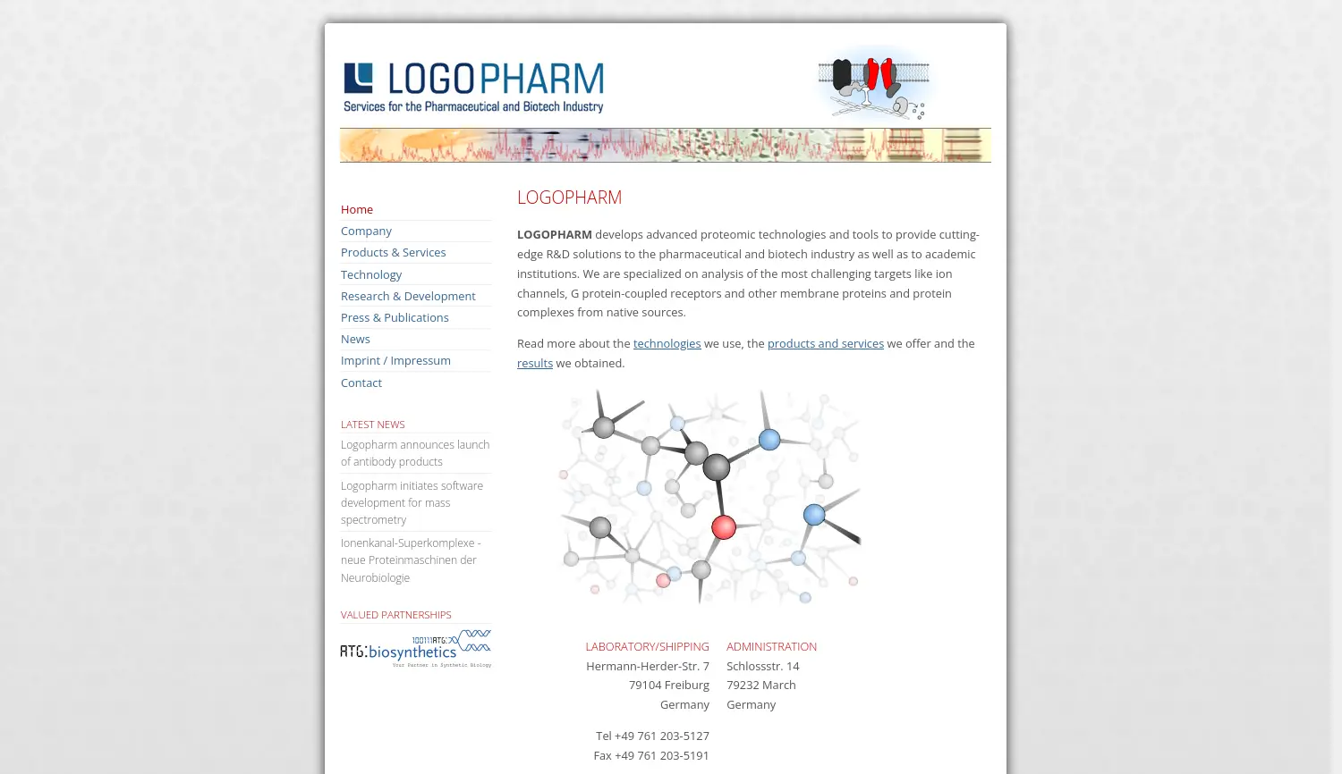 Website der Firma Logopharm GmbH