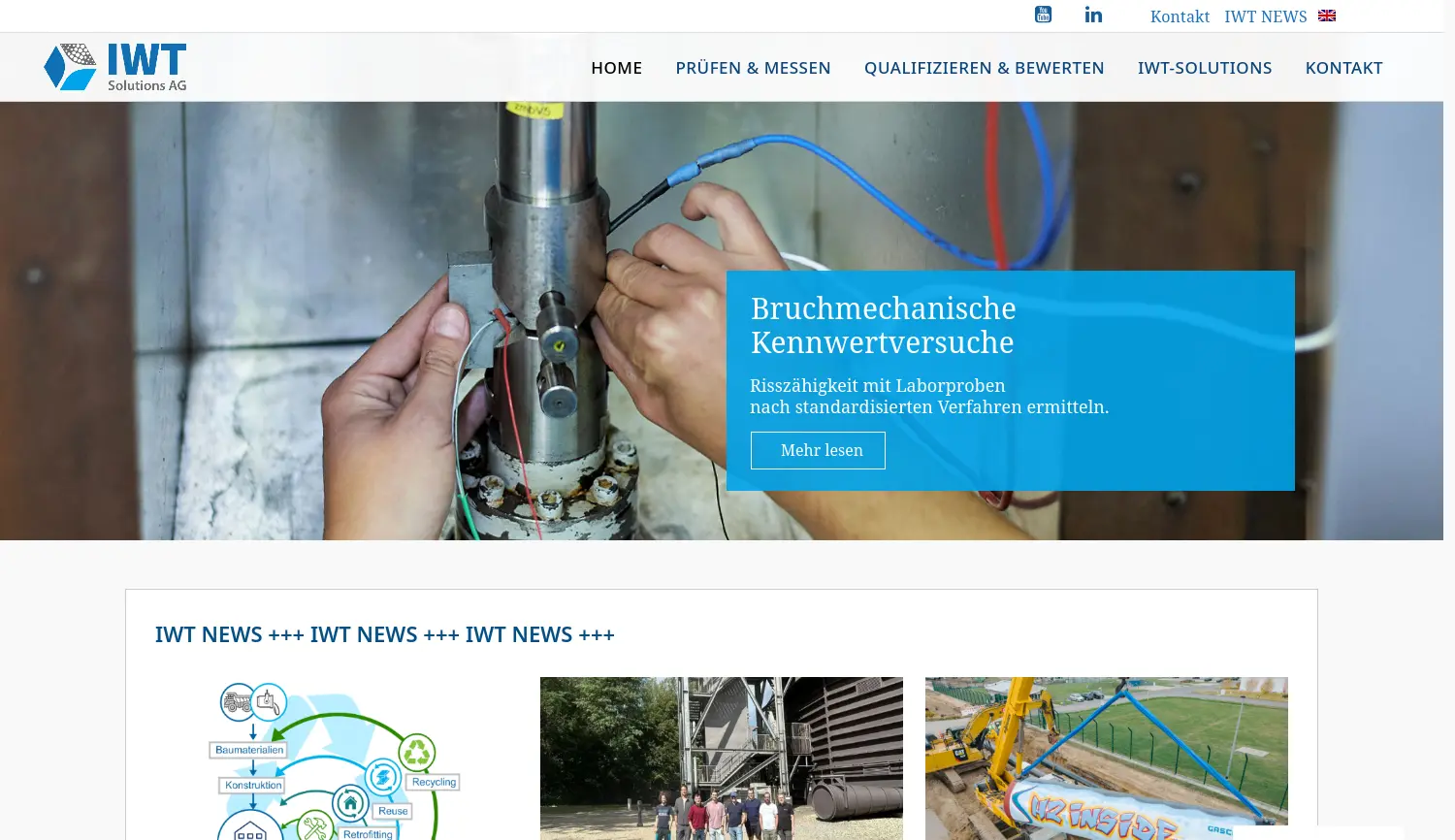 Website der Firma IWT-Solutions AG