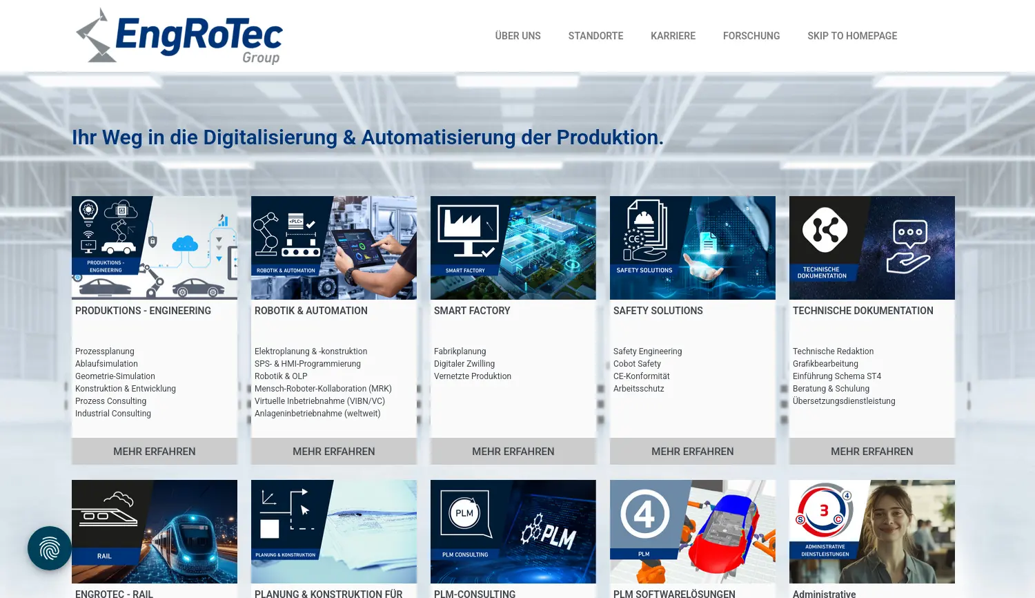Website der Firma EngRoTec GmbH & Co. KG
