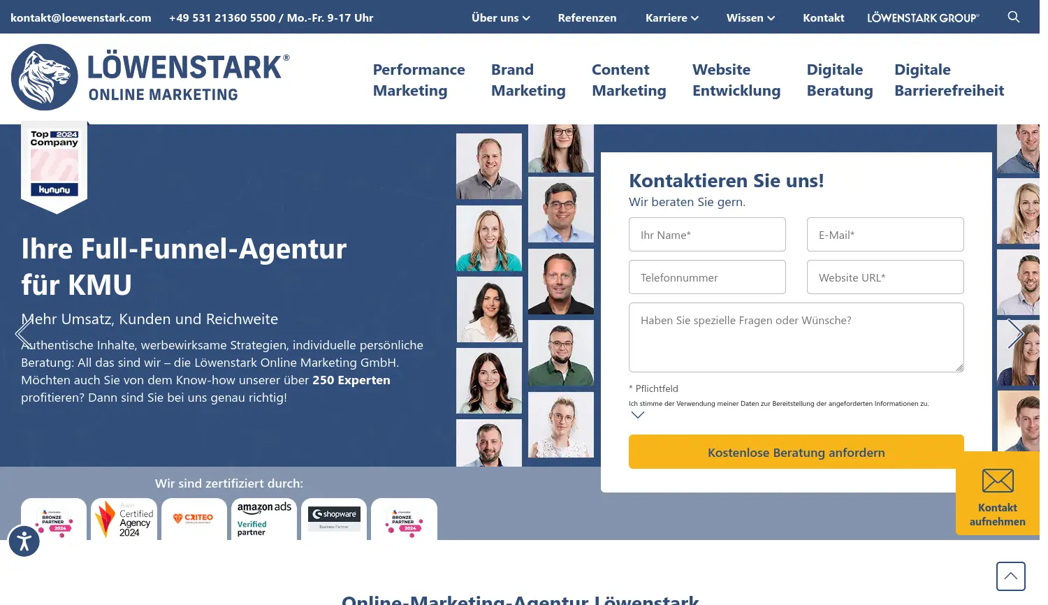Website der Firma Löwenstark Online Marketing GmbH