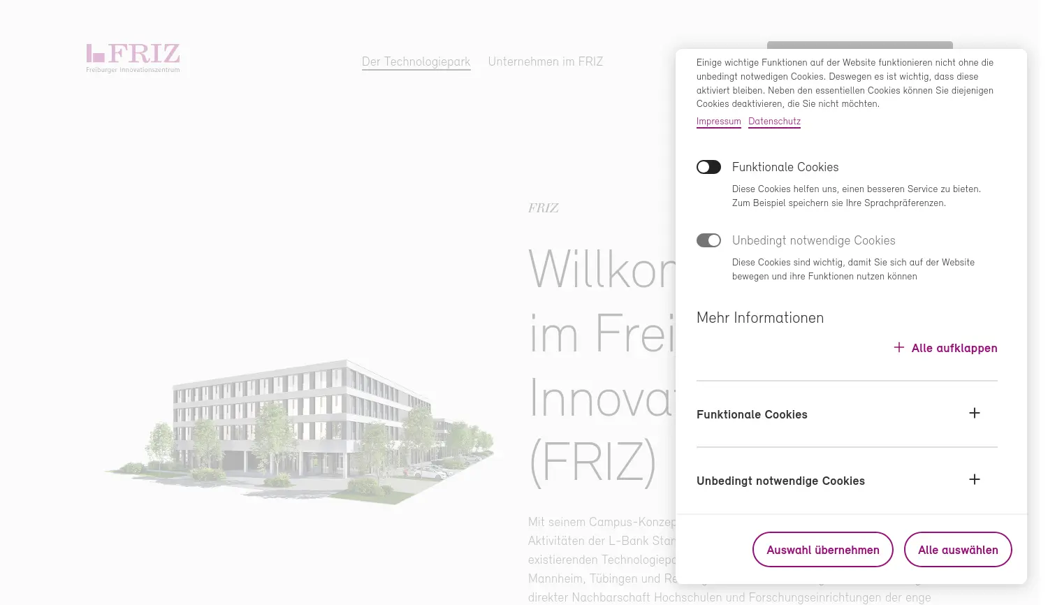 Website der Firma STEP Stuttgarter Engineering Park GmbH