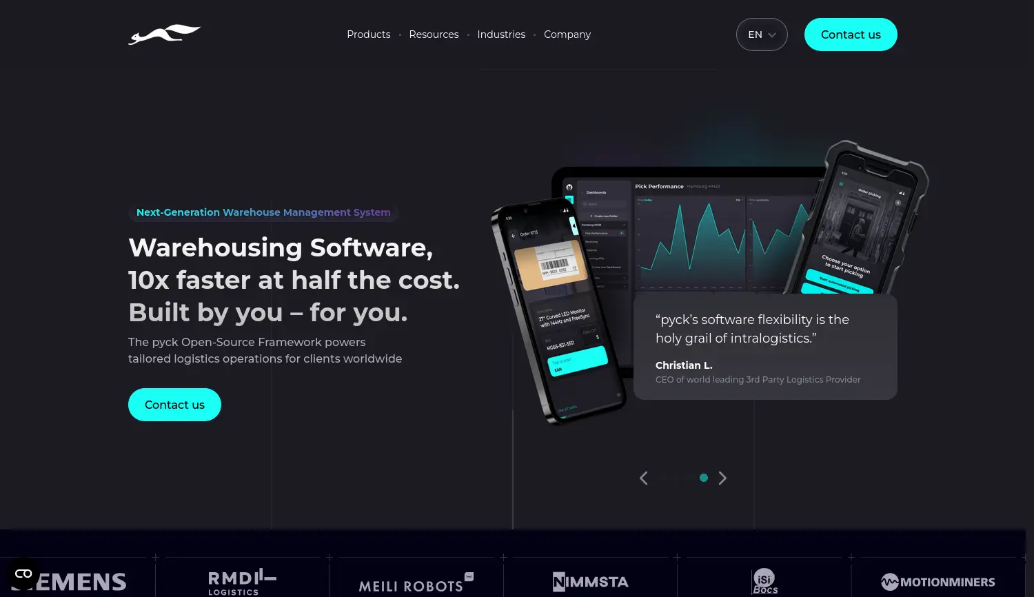 Website der Firma pyck GmbH