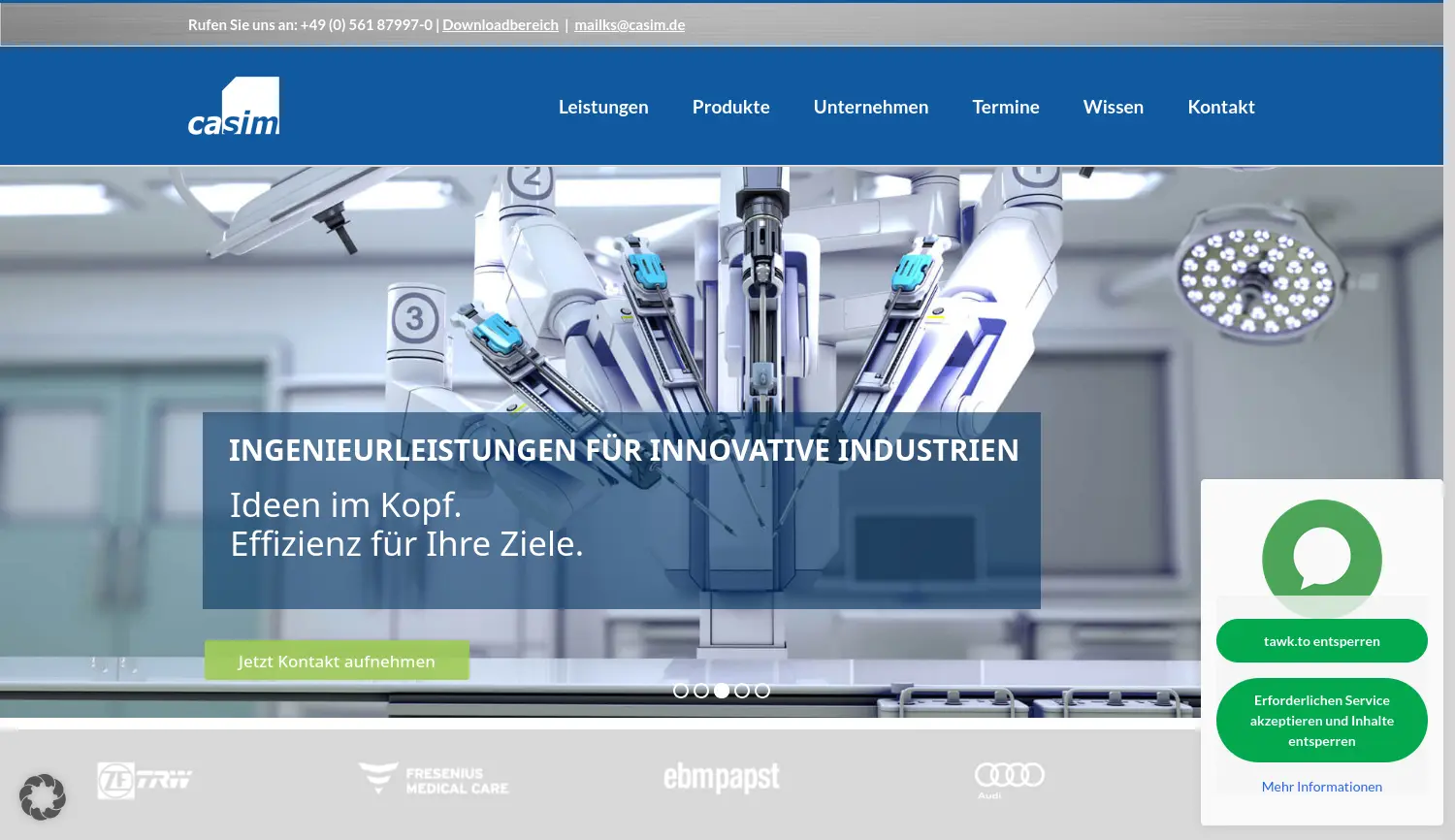 Website der Firma casim